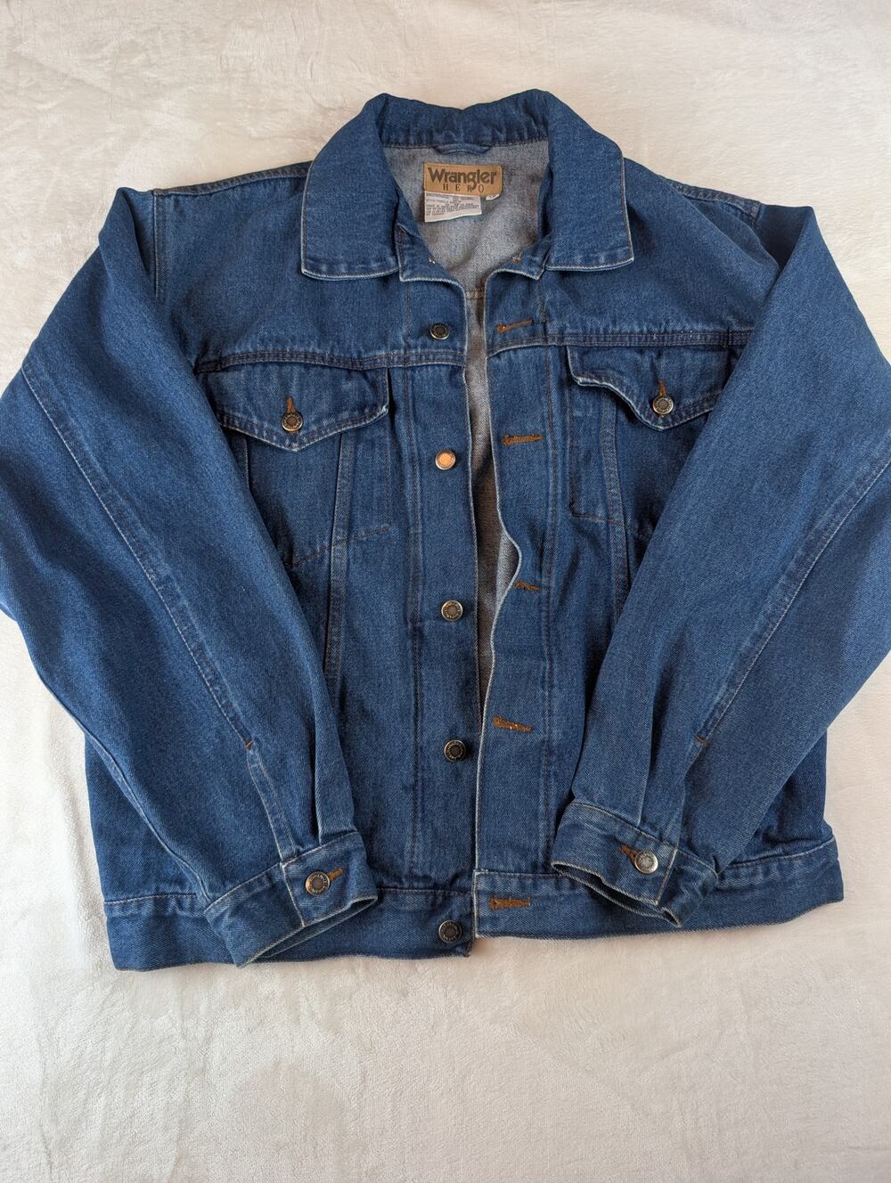 Wrangler Hero Denim Jacket Mens Large Blue Trucker Western Cowboy Workwear